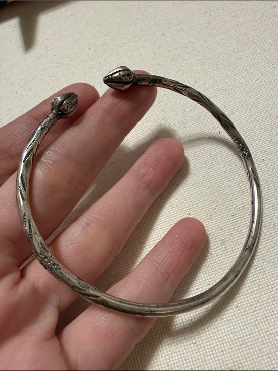 Sterling Jewelry - Sterling Silver Native Not Marked Snake-Head Cuff Bracelet